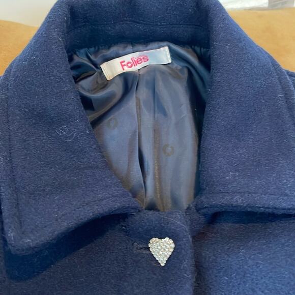 Blugirl Folies Women Wool Blend Pea Coat Blue Size 10 - Picture 11 of 16